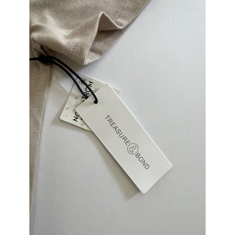 NEW Treasure & Bond Side Ruched Body-con Dress In Beige Size XXS - Picture 5 of 10